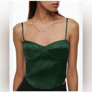 Sunday Best Forest Green Satin Bustier Cami Top Medium